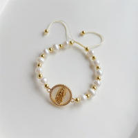 Pulsera De Perlas De Agua Dulce Virgen María Para Mujer Joyería Cristiana Con Encanto Regalo Para Amigos Pulsera De Cuero Genuino Con Cierre De Correa - details 9