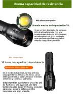 Linterna LED T6 Potente Y Zoomable Para Camping Y Uso Exterior Con Alta Luminosidad Impermeable Y Baterías Incluidas - details 6