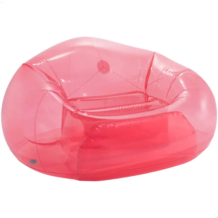 Sillón hinchable INTEX transparente Rosa Beanless, medidas 137x127x74cm, cómodo capacidad para 1 persona, peso máx. 100Kg, portátil, fácil de hinchar y almacenar - 1