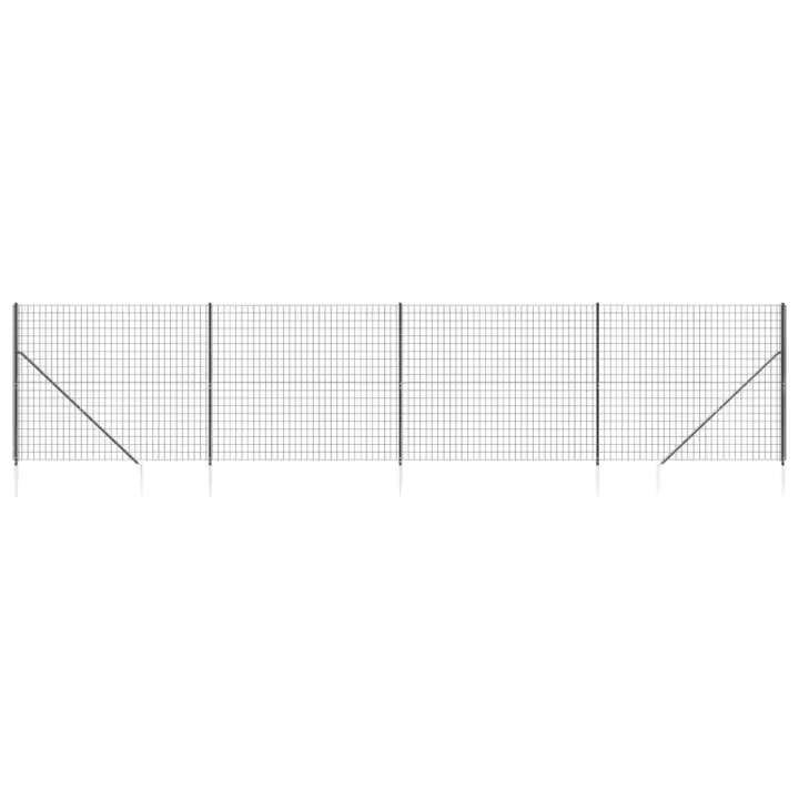 vidaXL Cerca de Alambre con Pinchos de Anclaje Panel Malla de Jardín Acero - 1