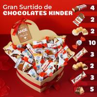 ONZA DULCE Y SALADO SWEET & SALTED - Corazón San Valentín de Chocolates Kinder Bueno para regalar - Caja Chocolates originales con Kinder Bueno Mini, Schokobons, Happy Hippo, Kinder Bueno White - San valentin regalos mujer - details 0