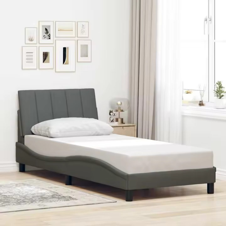 vidaXL Estructura de cama sin colchón tela gris oscuro 90x190 cm - 1