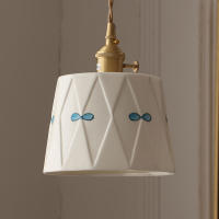 Lámpara Colgante De Cerámica Retro Japonesa Con Estampado Y Cobre Esmaltado Para Dormitorio Restaurante Barra Entrada Puerta Bay Window - details 3