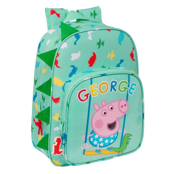 Peppa Pig Mochila Escolar George Pig Color Rosa Y Azul Terciopelo  Jm