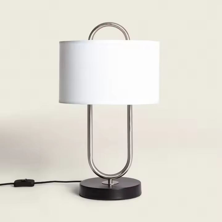 Lámpara de Mesa Metal y Tela Duque - 1