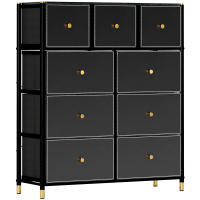HOMCOM Cómoda para Dormitorio Cajonera de Tela Plegables con Frentes de PU y Marco de Acero Cajonera para Dormitorio Salón Negro - details 0