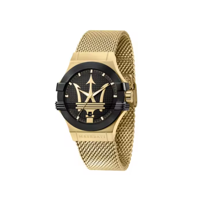 Maserati Reloj Hombre Potenza 42mm 3h Black Dial Mesh Br Yg Acero 10 Atm - 1