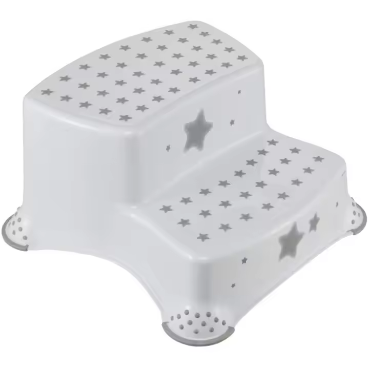 Keeeper Taburete Infantil 2 Alturas Antideslizante Blanco - Diseño Stars - 1