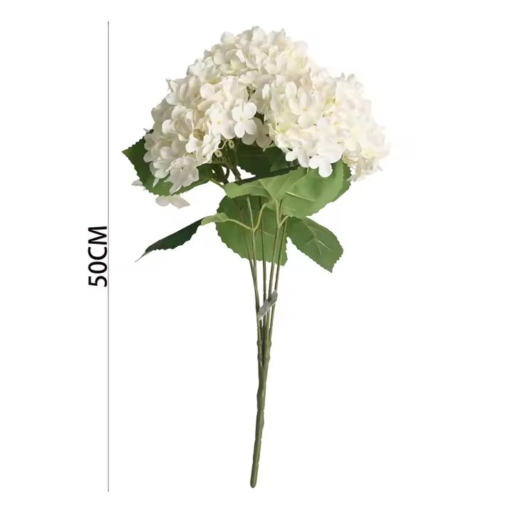 Poenia Arte Floral - Ramo Hortensia Artificial - Decoración Floral Realista - 50cm - Pack de 2 - 1