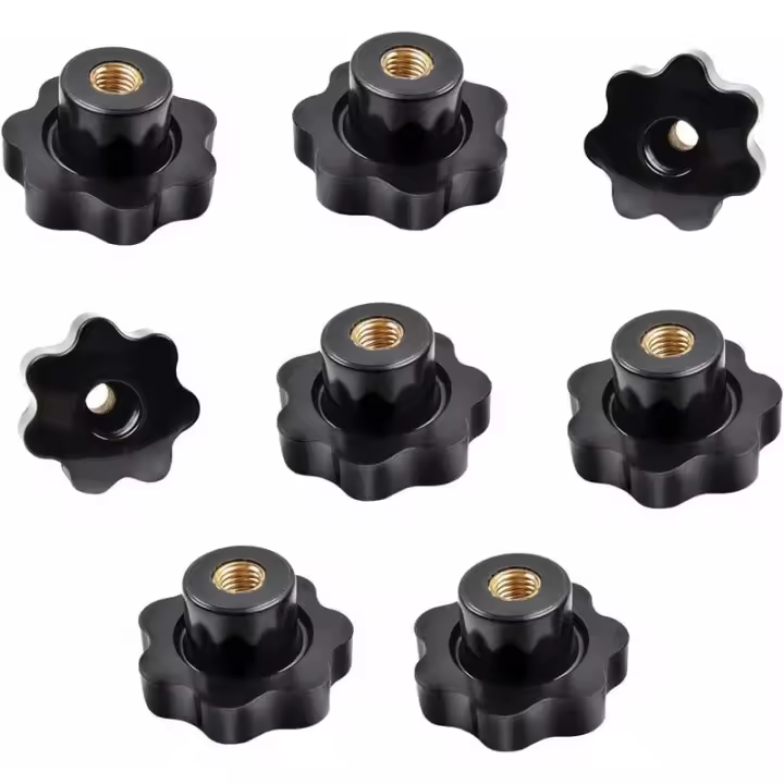 Perilla de Apriete de cabeza Pasante para Máquina Herradura, Tuerca de Tornillo de Mano Negra, 38 mm x M8 Perilla de Estrella M8, 8 piezas Tuerca de Estrella M8 - 1