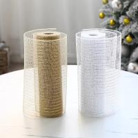 Cinta De Decoración Para Navidad 26cm 10 Yardas Dorada Y Plateada Mesh DIY Para Arbolito De Navidad Regalo De Boda - details 3