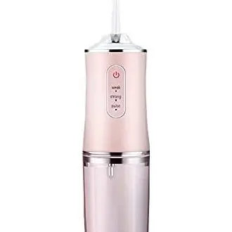 Irrigador bucal inalámbrico - Para limpieza dental y uso de hilo dental - Irrigador bucal eléctrico portátil - Hilo dental - Recargable para cálculos amigdalinos - Brackets para adultos - Hogar, oficina y viajes - Rosa - 1