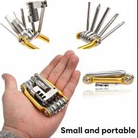 Kit De Reparación De Bicicleta Multifuncional 11 En 1 Herramienta De Ciclismo Con Llaves De Fijación Destornillador Cadena Hexagonal Y Tornillos Para Montañas - details 5
