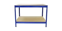 Mesa Trabajo Metálica Q-Rax Sin Tornillos Azul 90x100x60cm Banco Trabajo Taller Garaje Bricolaje Blue Metal Workbench Estante Ajustable Altura con Capacidad 200kg + Pies de Goma Protectores Gratis - details 6