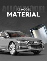 Coche De Colección Audi A8 De 1/24 En Metal Con Luz Y Sonido Puertas Abatibles Regalo Para Chicos Juguete De Movimiento Hacia Atrás - details 3