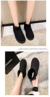 Botas De Nieve Para Mujer Invierno Calientes Cuero Sintético Antideslizantes Impermeables Cortas Con Forro De Algodón Cómodo Talla Real - details 1
