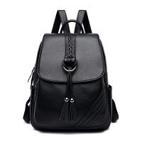 Mochila para mujer, nueva mochila de cuero suave con borlas colgantes, mochila de gran capacidad para estudiantes, mochila de viaje para exteriores - details 0