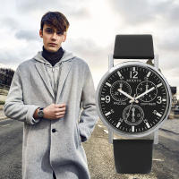 Reloj De Cuarzo Para Hombre Con Vidrio Azul Y Correa De Cuero Reloj Casual Y Moda Diametro De La Fuente 38mm Material De La Caja De Aluminio - details 0