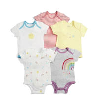 Nueva ropa de verano para bebés y niños pequeños, mono de pedo cruzado triangular de colores mixtos, ropa para gatear para bebés, conjunto de cinco piezas - details 9