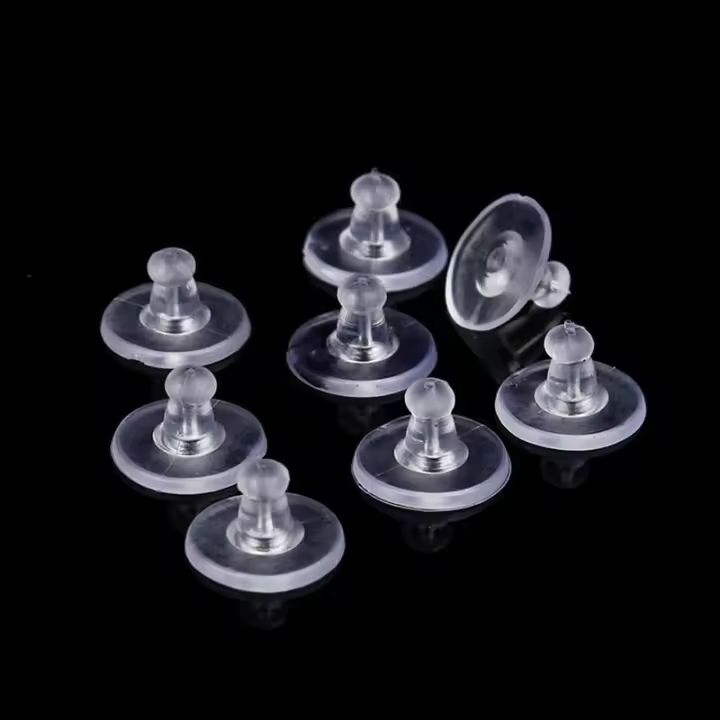 100pcs Tapones Para Pendientes De Silicona Redondos Bloqueados Cubículos Para Joyería DIY Suministros De Pendientes - 1