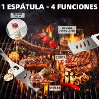15Pcs Juego de Utensilios Barbacoa de Acero Inoxidable Profesionales Accesorios Barbacoas - Kit Barbacoa Prácticas con Bolsa Portatil - Herramientas Parrilla Barbacoa para Camping Picnic Exterior - details 1