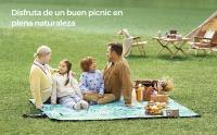 SONGMICS Manta de Picnic, 200 x 200 cm, Manta de Camping Grande, para Parque, Jardín, Playa, Impermeable, Lavable a Máquina, Plegable, Motivo de Helechos y Azul Claro/Motivo de Helechos y Gris/Motivo de Helechos y Rosa/Motivo de Helechos y Verde - details 1