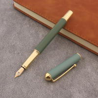 1PC Pluma Fuente De Metal Verde Mate Para Escritura En Oficina Y Escuela Suministros De Papelería Pluma De Tinta Estilo Elegante - details 0