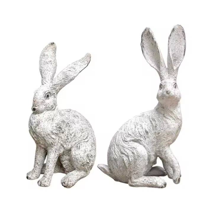 2 Piezas Elegantes Estatuillas De Conejo Para Jardín Decoración De Hogar Y Escritorio Figuras De Resina Para Escritorio Y Jardín Interior Y Exterior Decoración De Pared Con Animal Tema - 1