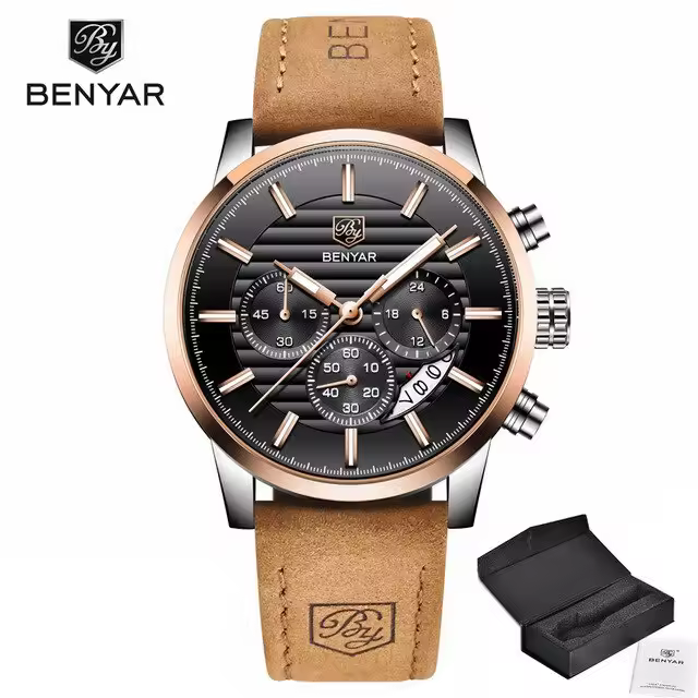 Reloj Deportivo De Moda BENYAR 2024 Para Hombres Multifuncional Impermeable Con Cuero Premium Calendario Y Luz Nocturna - 1