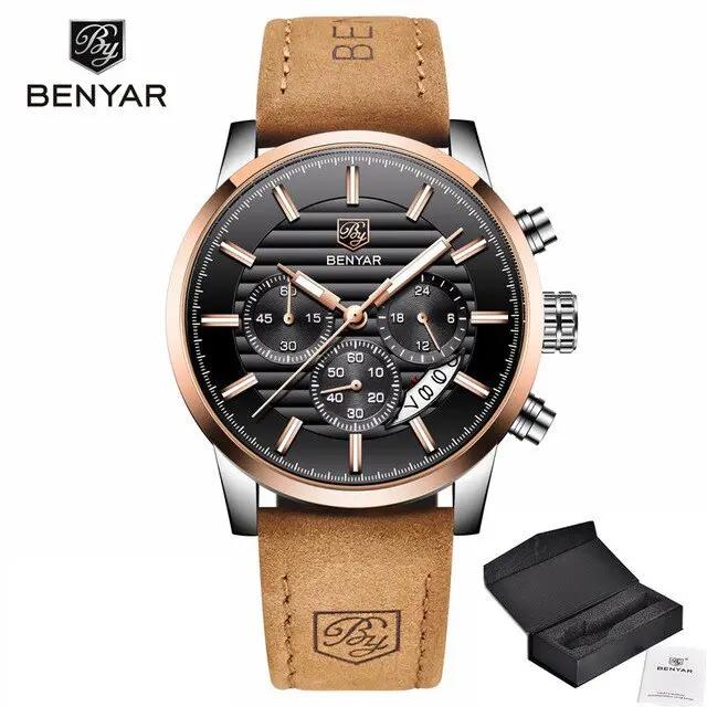 Reloj Deportivo De Moda BENYAR 2024 Para Hombres Multifuncional Impermeable Con Cuero Premium Calendario Y Luz Nocturna - 1