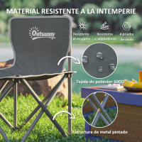 Outsunny Conjunto de Mesa y Sillas de Camping Mesa Plegable Portátil Camping con Sillas Incluye 1 Mesita 55x51x50 cm y 4 Sillones Plegables con Bolsillos Laterales y Bolsa de Transporte Gris Oscuro - details 4
