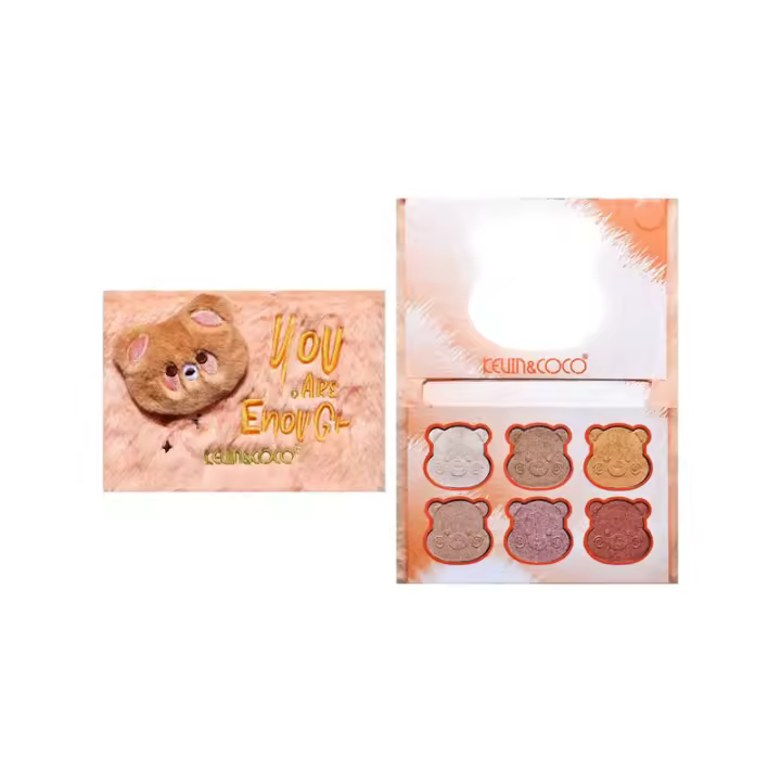 Paleta luminosa de 6 colores con forma de osito de peluche, Paleta de masquillaje KEVIN & COCO - 1