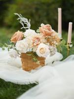 Juego De Flores Artificiales Rosa Nude Para Novia Decoración De Boda Interior Y Exterior DIY Centro De Mesa - details 2