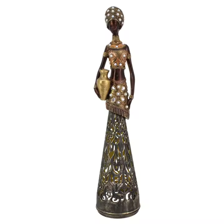 Figura Africana Étnica Decorativa de Resina, Ideal para Regalos y Decoración del Hogar, 38 cm de Altura - 1