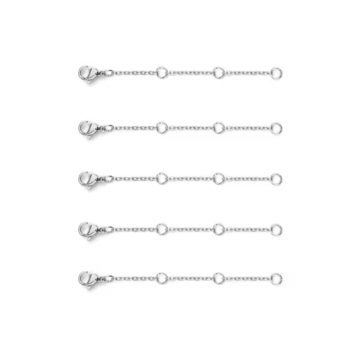 5pcs Cadenas De Extensión De Acero Inoxidable Con Cierre De Langosta Para Colgantes Y Pulseras 3-10cm Herramientas De Joyería DIY - 1
