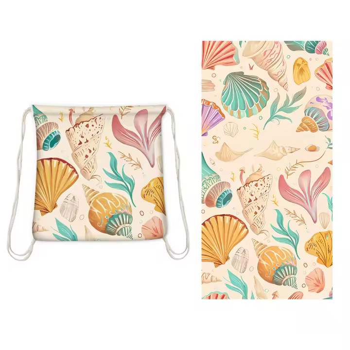 Bolsa integrada, mochila de almacenamiento portátil, toalla estampada, Toalla de baño - 1