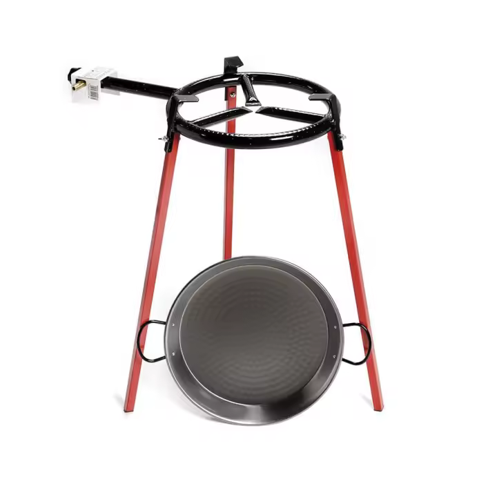 Set frigideiras polidas 38cm com tripode e queimador gas 300mm. vaello - 1
