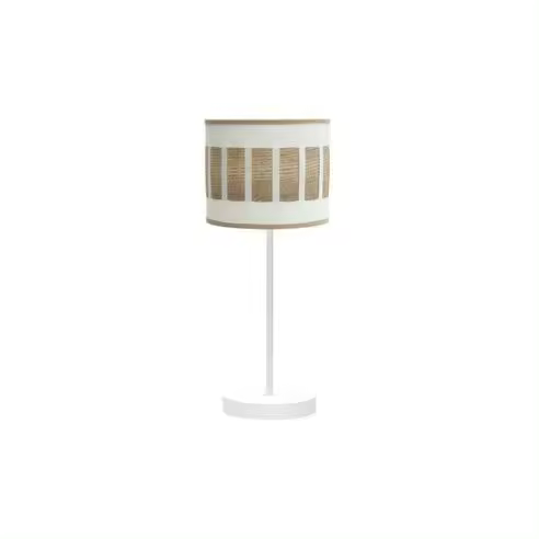 FABRILAMP Lámpara de Mesa Sobremesa Ivanna 1xe14 Blanco/blanco-madera Clara 43x17x17 Cm - Diseño Elegante - 1