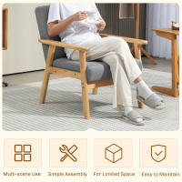 HOMCOM Sillón de 2 Plazas Sofá de 2 Plazas Tapizado en Lino con Reposabrazos de Madera Respaldo Acolchado Carga Sillón para Salón Dormitorio Gris Claro - details 5