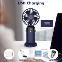 Ventilador de mano, Mini ventilador portátil recargable por USB, 5 velocidades con Cordón y Base, ventilador plegable para Oficina, Hogar, Escuela - details 4