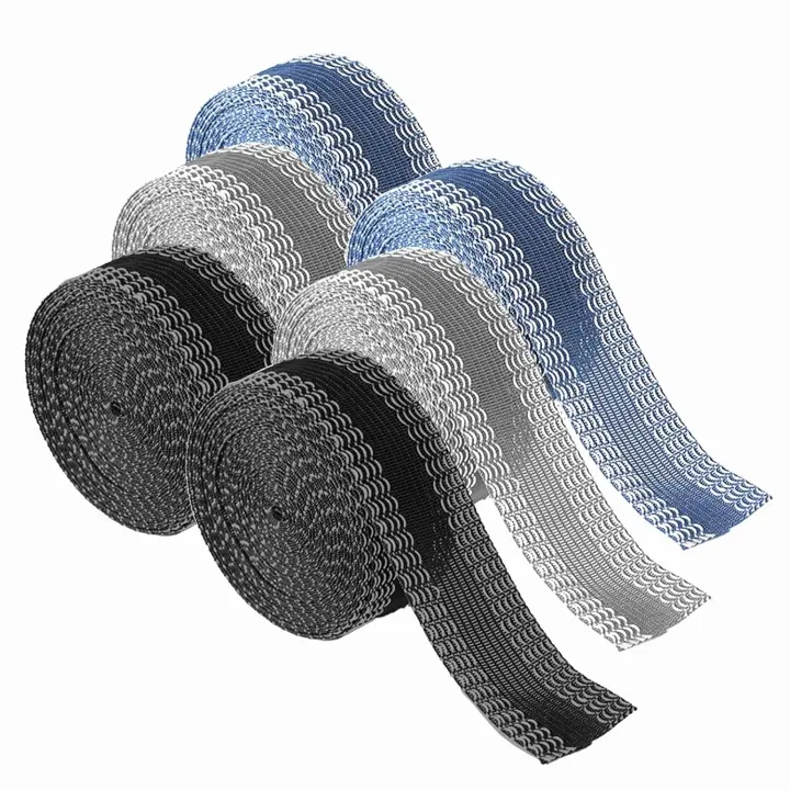 6 Pièces Ruban Thermocollant Adhésif pour Ourlet,Aucune Couture Nécessaire, Bande Autocollante Thermocollant en Polyester, pour Rideau Pantalon Robe Jean Vêtement (Noir, Gris, Bleu) - 1