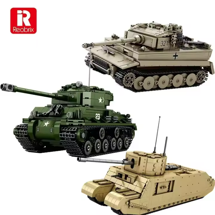 Bloques De Construcción Serie World of Tanks Tiger TOG2 M4 Sherman Tanque Blindado Pesado Para Niños Juguetes Educativos Regalo De Cumpleaños Y Navidad - 1