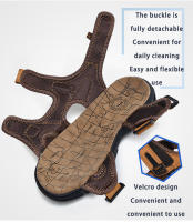 Sandalias De Cuero Genuino Para Hombre Verano Zapatillas De Playa Y Senderismo Antideslizantes Y Resistentes Al Desgaste Suaves De Goma Para Exterior - details 1