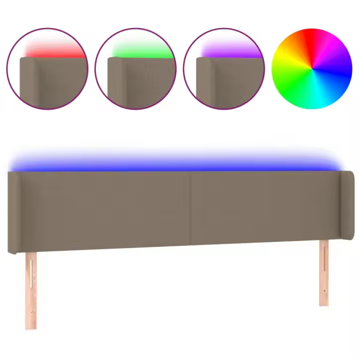 vidaXL Cabecero con LED de tela gris taupe 203x16x78/88 cm - 1