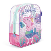 Mochila de Playa Peppa Pig 31cm, Bolsa Playa Transparente con Rejilla Peppa Pig, Mochila Infantil para Niñas, Regalo Cumpleaños, Piscina, Camping, Campamento, Vacaciones, Color Rosa - details 0