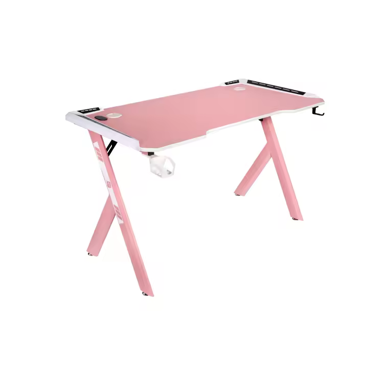 NK Mesa Escritorio Gaming  con LED (120X60cm) - Portavasos y Botellas, Soporte para Auriculares/Cascos, Gestión de Cables, Gaming Desk, Tabla 1.5cm (Resistencia) Peso Máximo Soportado 100kg - 1