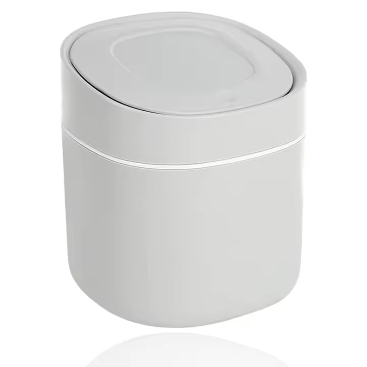 2PCS Cubo de basura de mesa, pequeño cubo de basura para oficina, 15 × 13,5 cm, con tapa, para baño, cocina, oficina, mango portátil - 1