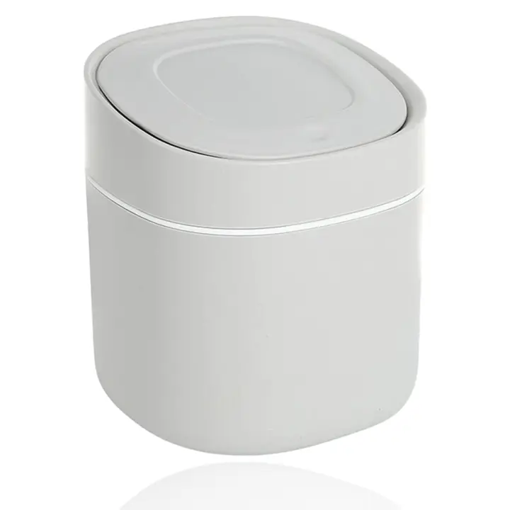 2PCS Cubo de basura de mesa, pequeño cubo de basura para oficina, 15 × 13,5 cm, con tapa, para baño, cocina, oficina, mango portátil - 1