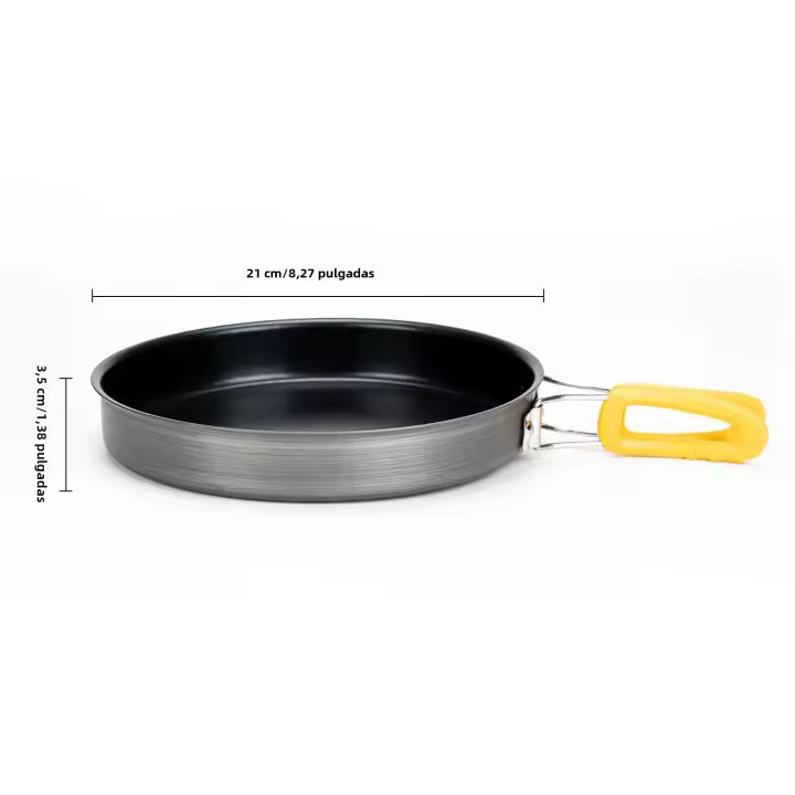 Sartén Antideslizante De Aluminio Mediana Con Manija Plegable Ideal Para Picnic Al Aire Libre Y Camping Fácil De Transportar - 1