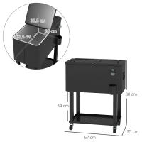 Outsunny Carro de Bebidas Refrigerado 56L Carro Nevera con Ruedas Abrebotellas y Estante para Patio Fiesta Terraza 67x35x80 cm Negro - details 2